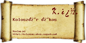 Koloszár Ákos névjegykártya